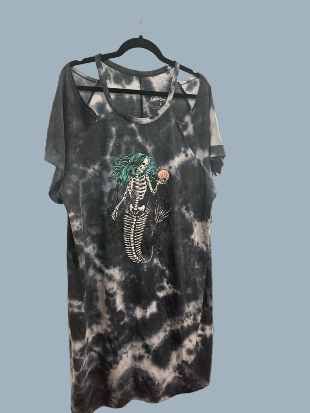 Torrid/Lovesick Tie-Dye Short Sleeve Dress with Mermaid Skeleton by Torrid - Picture 4 of 7